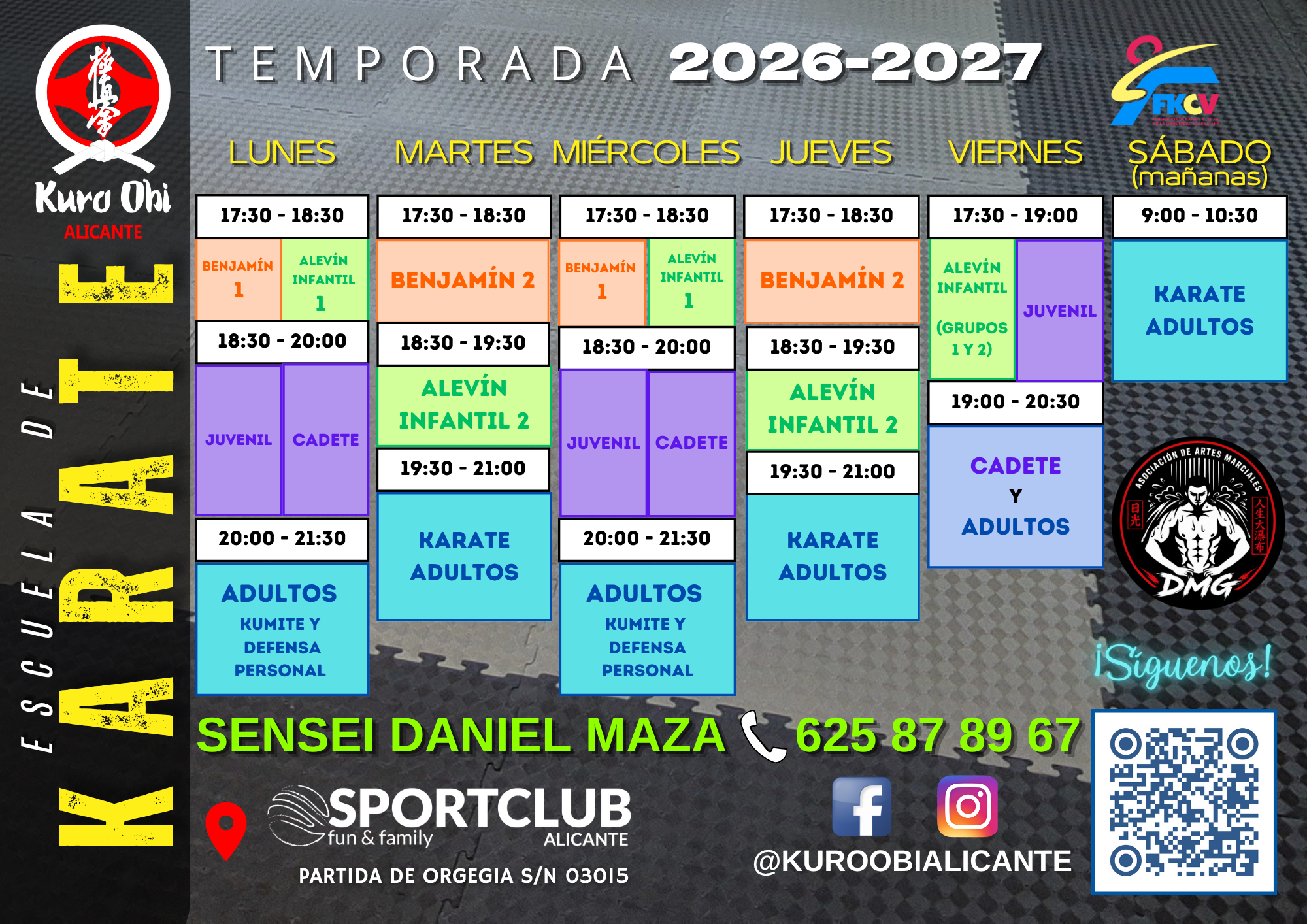 Horarios Karate Kuro Obi Alicantte